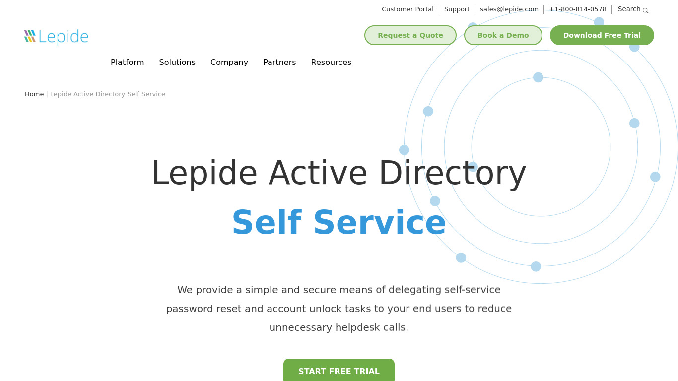 Lepide Active Directory Self Service Landing page