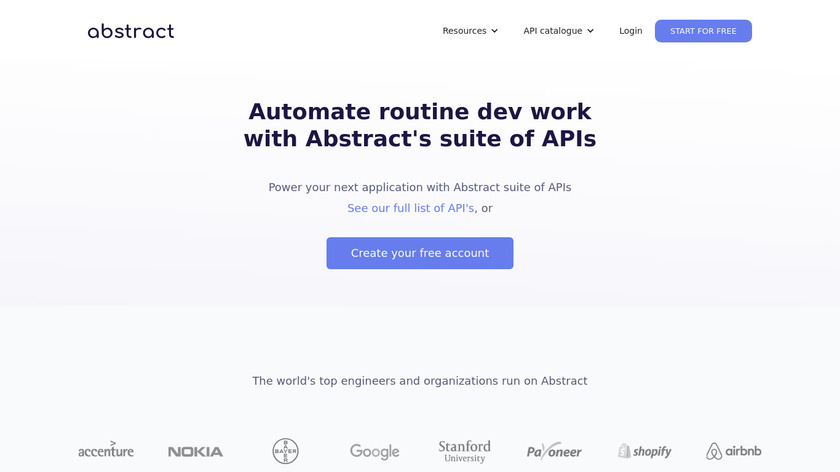 Abstract APIs Landing Page