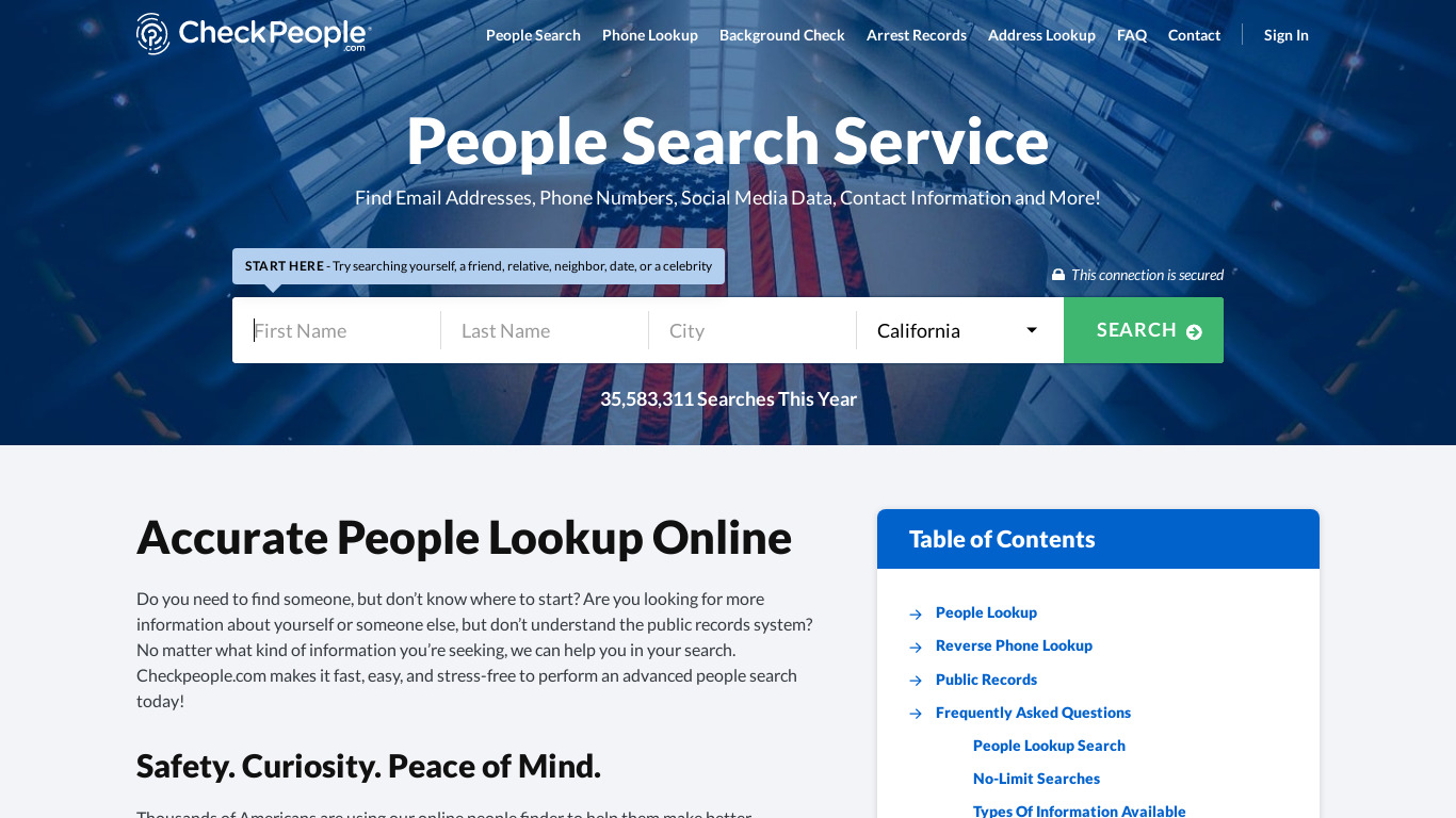 CheckPeople Landing page