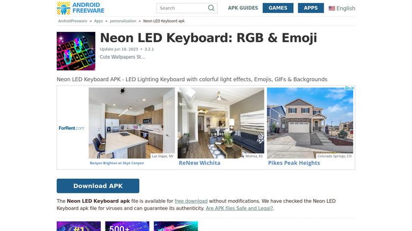 Neon L.E.D. Keyboard Landing Page