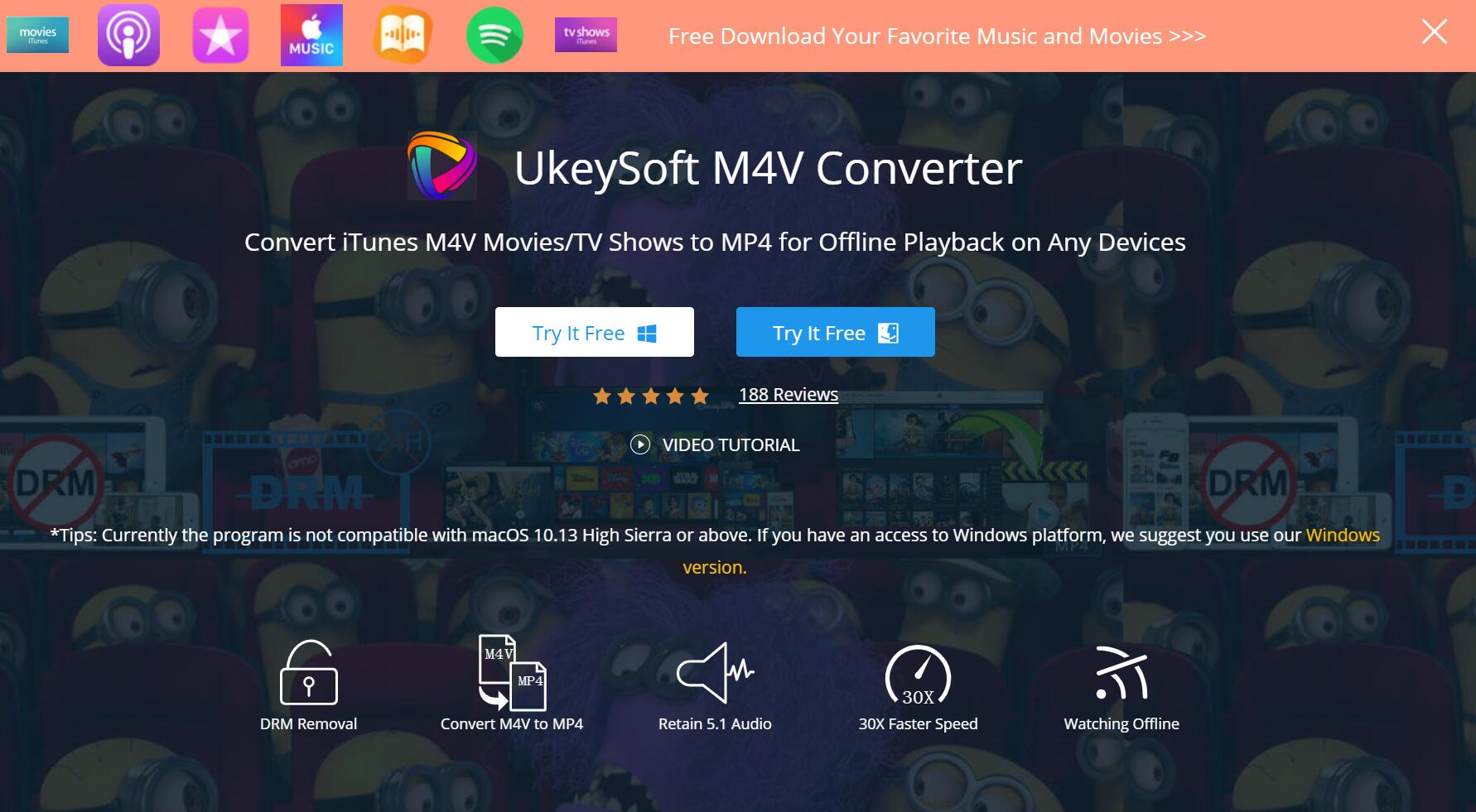 UkeySoft M4V Converter for Mac Landing page