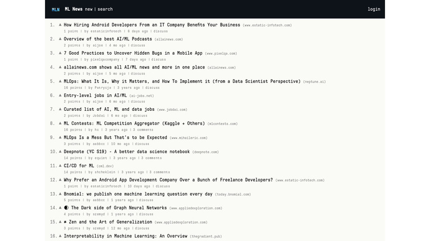 ML News Landing Page