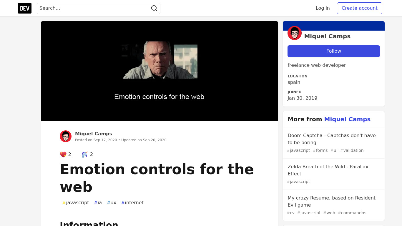 Emotion Controls for the Web Landing page