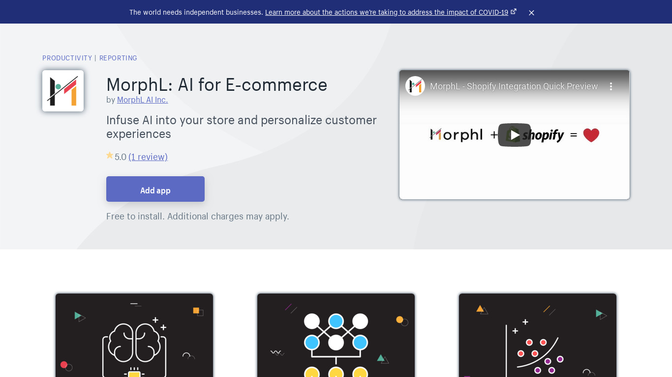 apps.shopify.com MorphL + Shopify Landing page