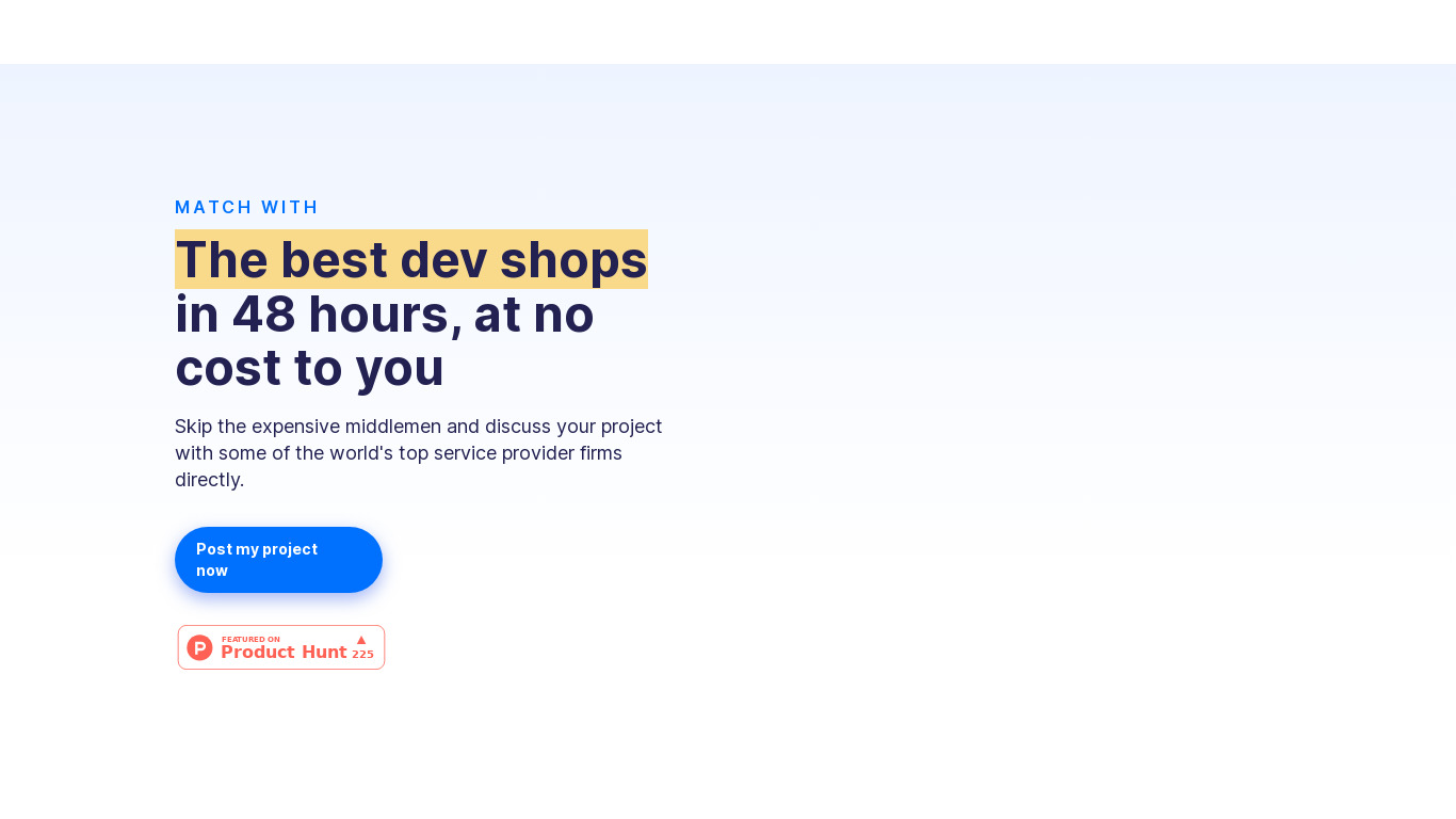Dev Shopper Landing page