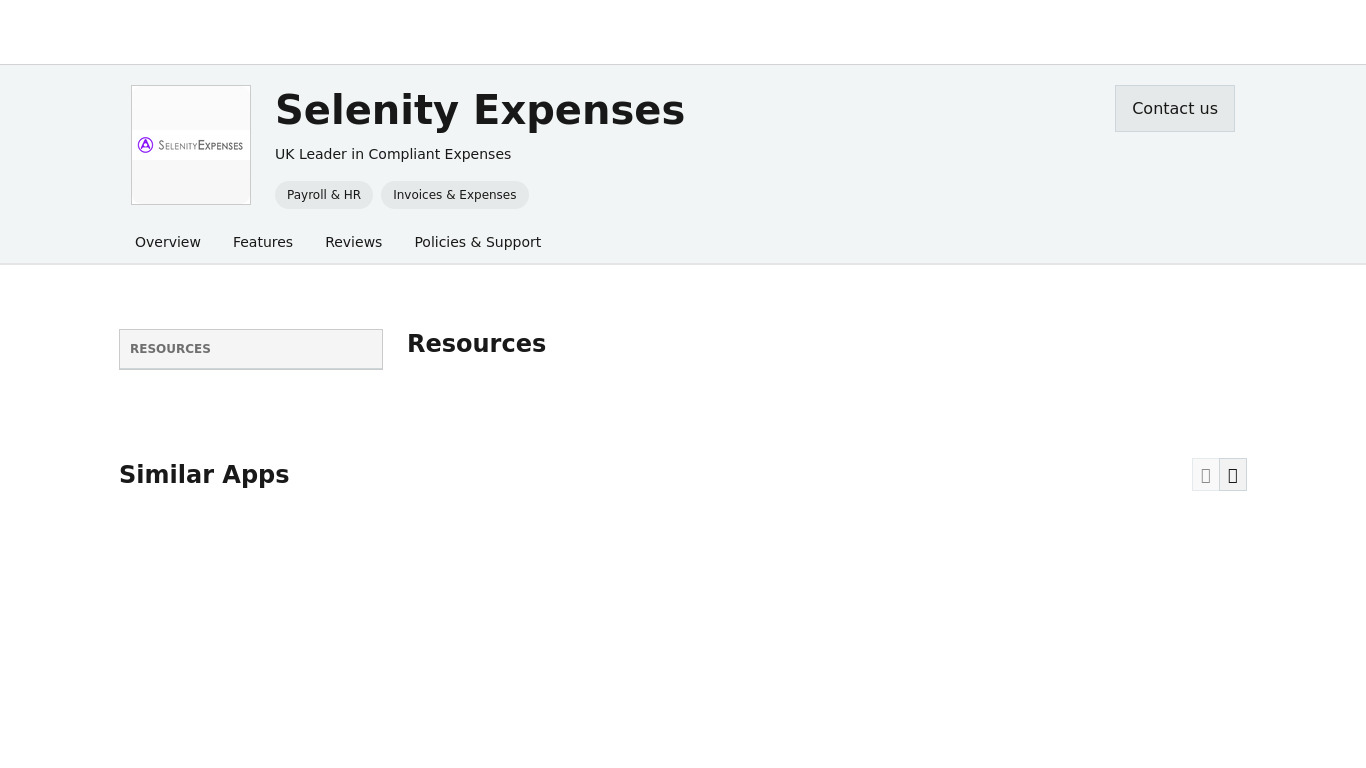 Selenity Expenses Landing page