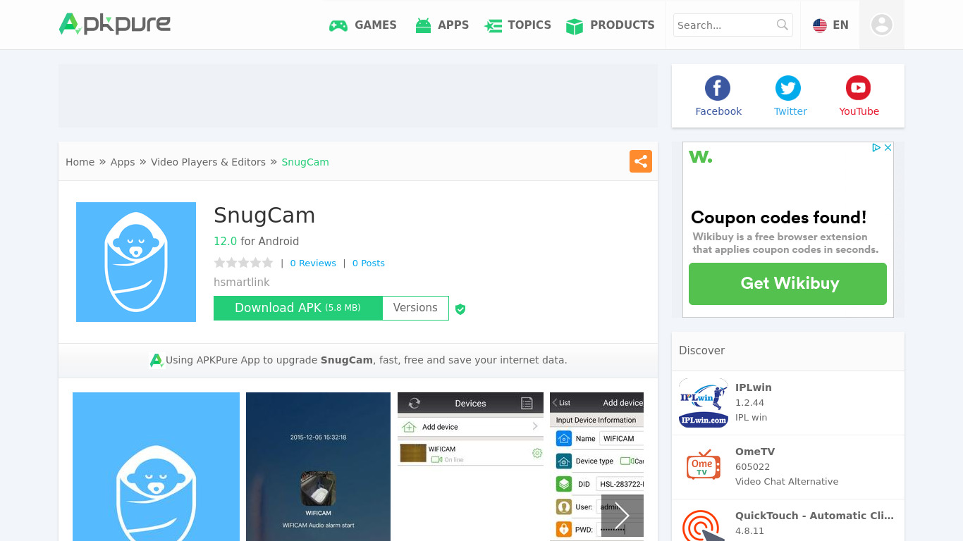 SnugCam Landing page