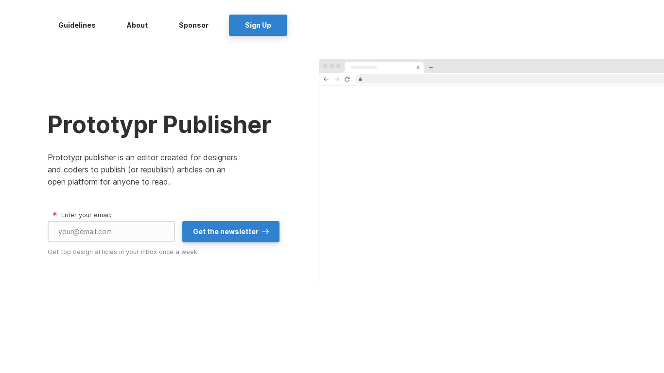 Prototypr Publisher Landing page