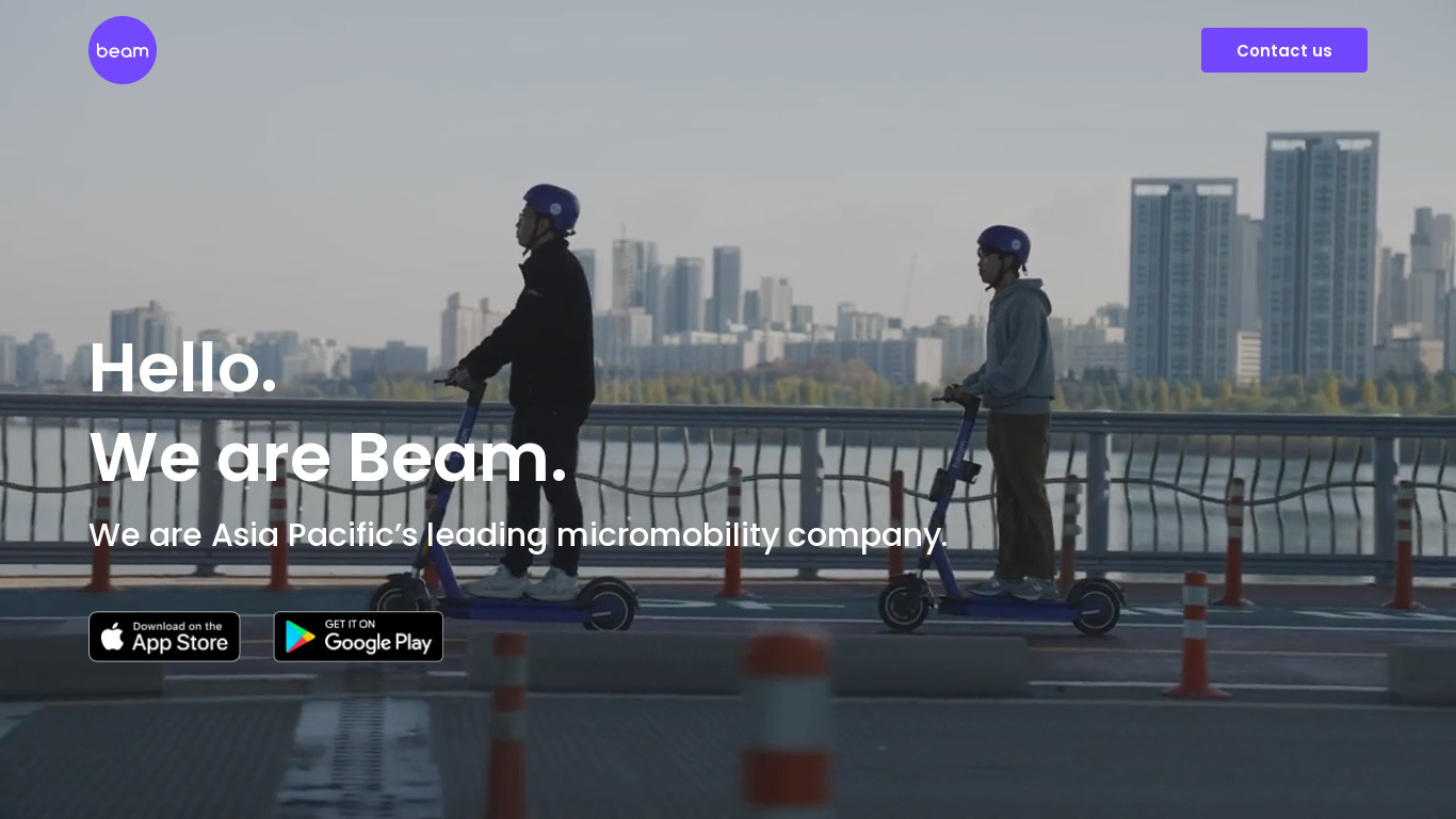 Beam – Escooter sharing Landing page