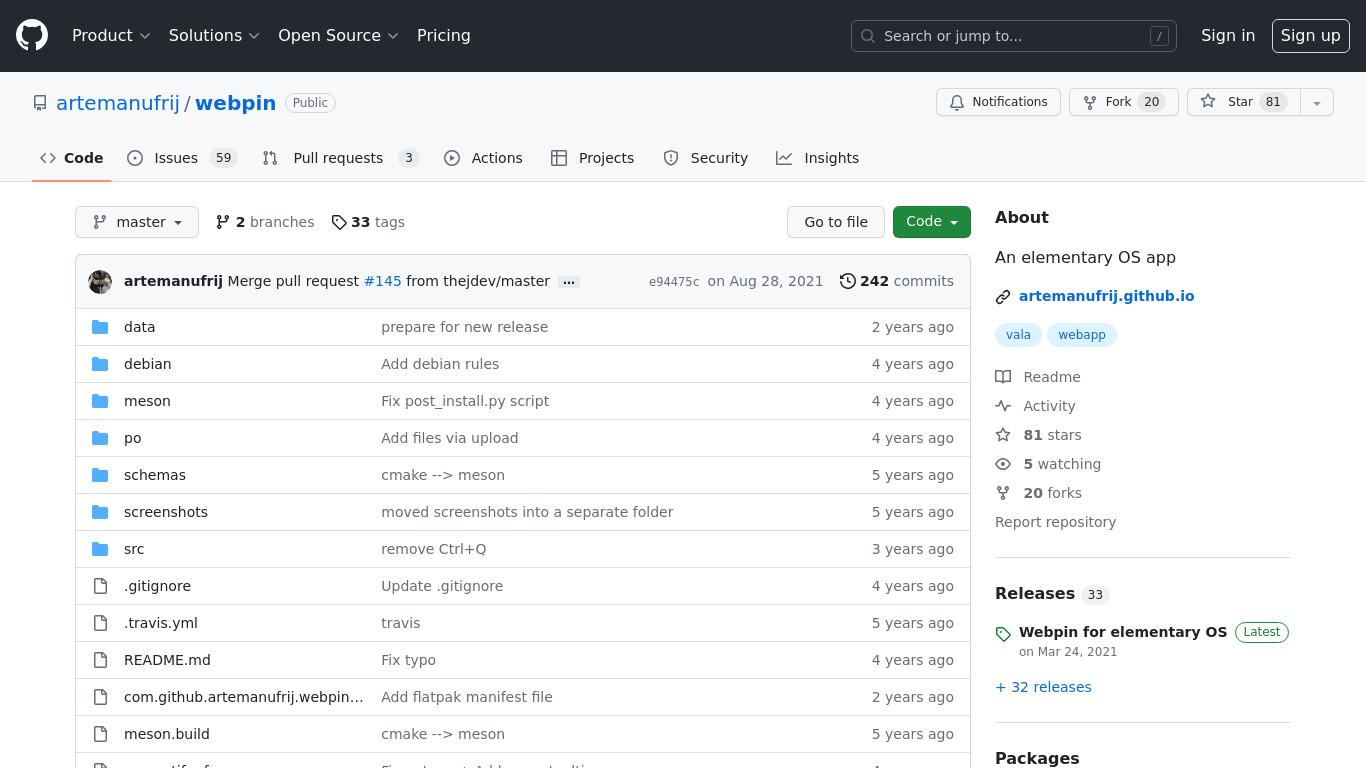 Webpin Landing page