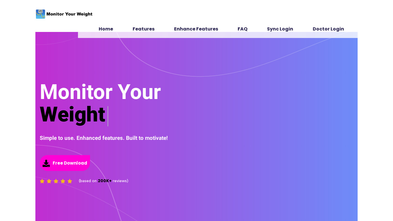 Monitor Your Weight Landing page