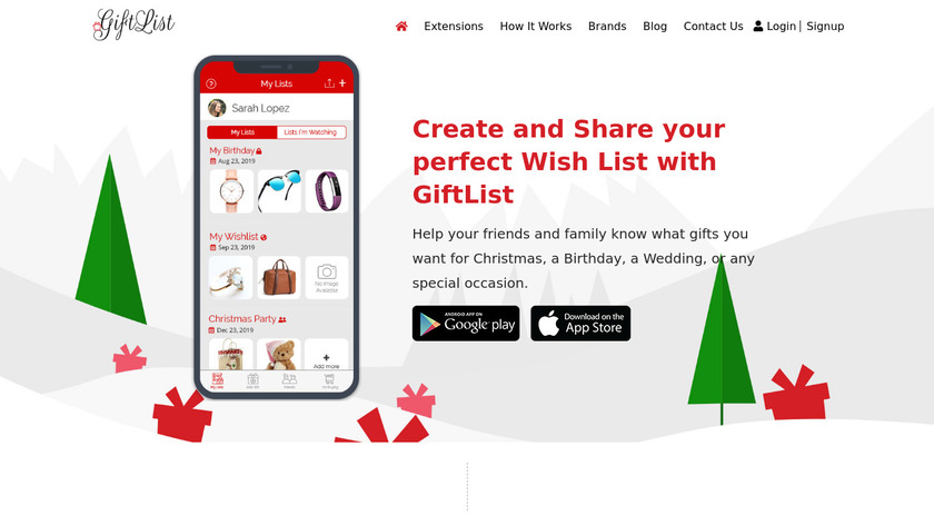 My Gift List App Landing Page