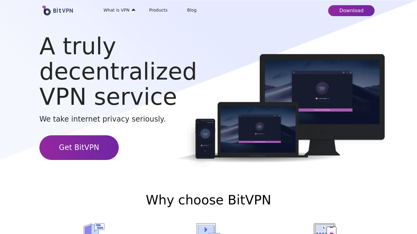 BitVPN Landing page