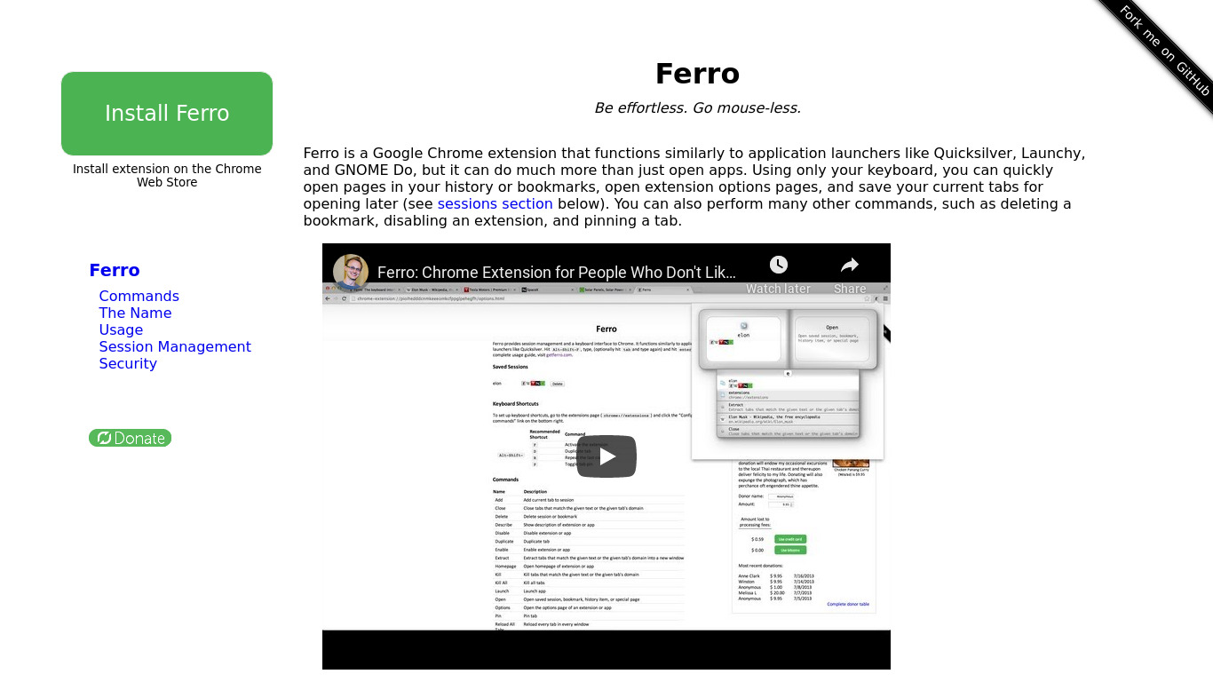 Ferro Landing page