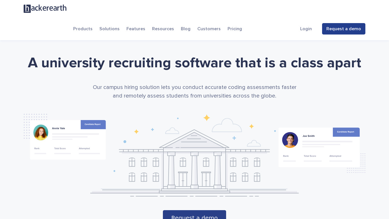 Hackerearth Recruitment Software Landing page