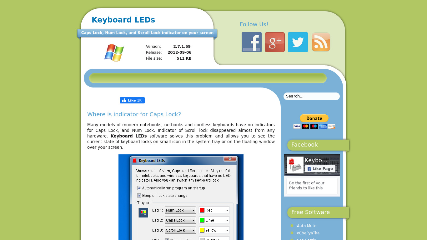 Keyboard LEDs Landing page
