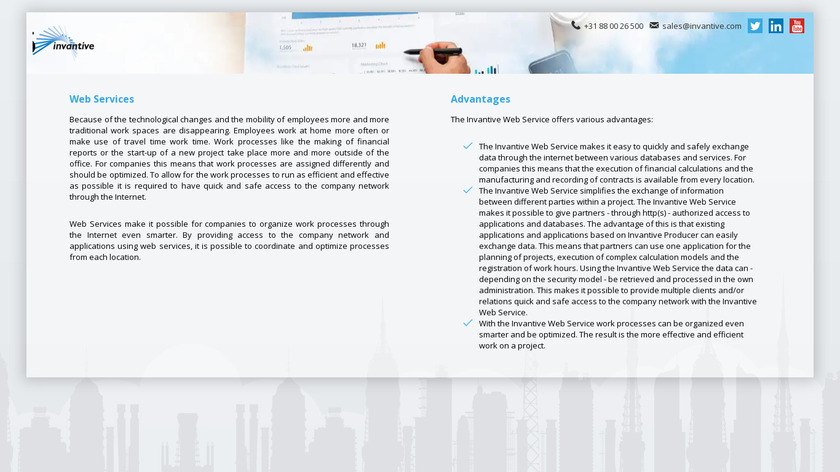 Invantive Web Service Landing Page