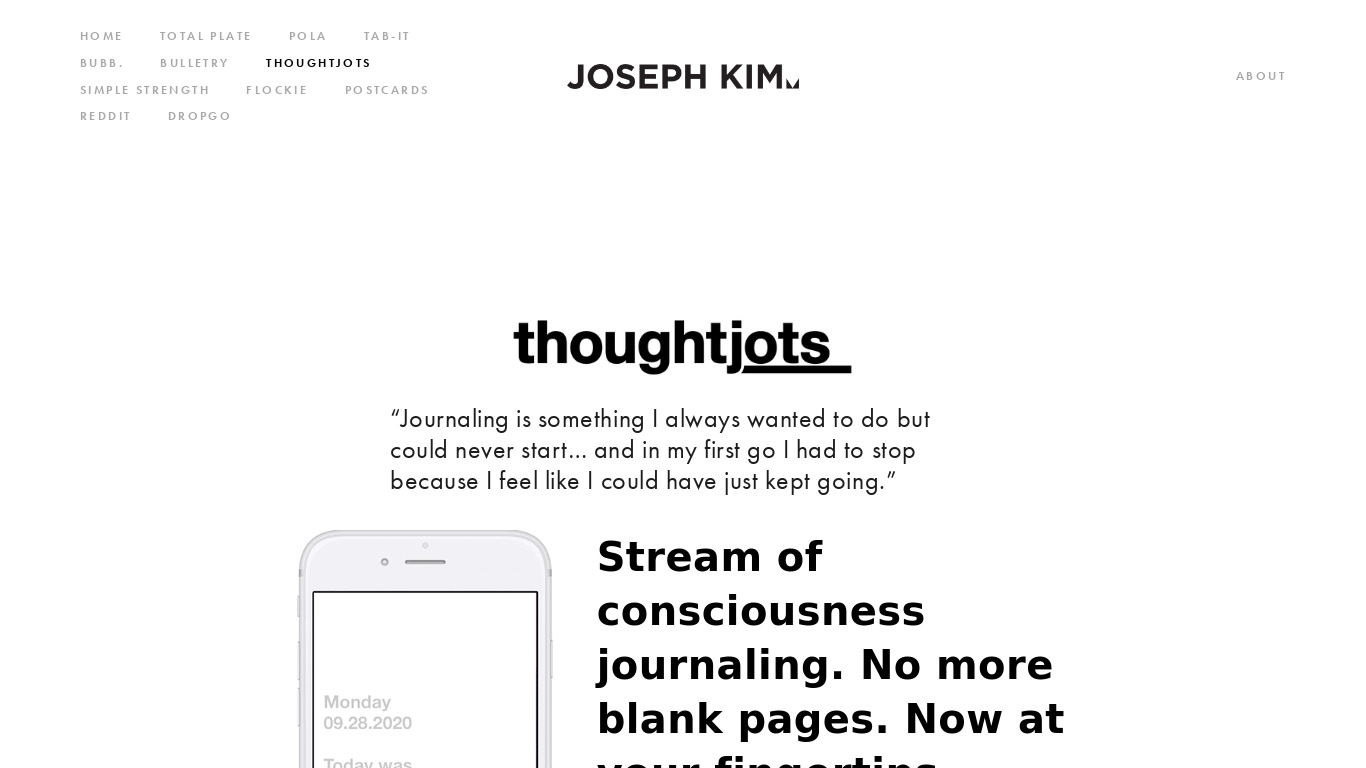 ThoughtJots Landing page