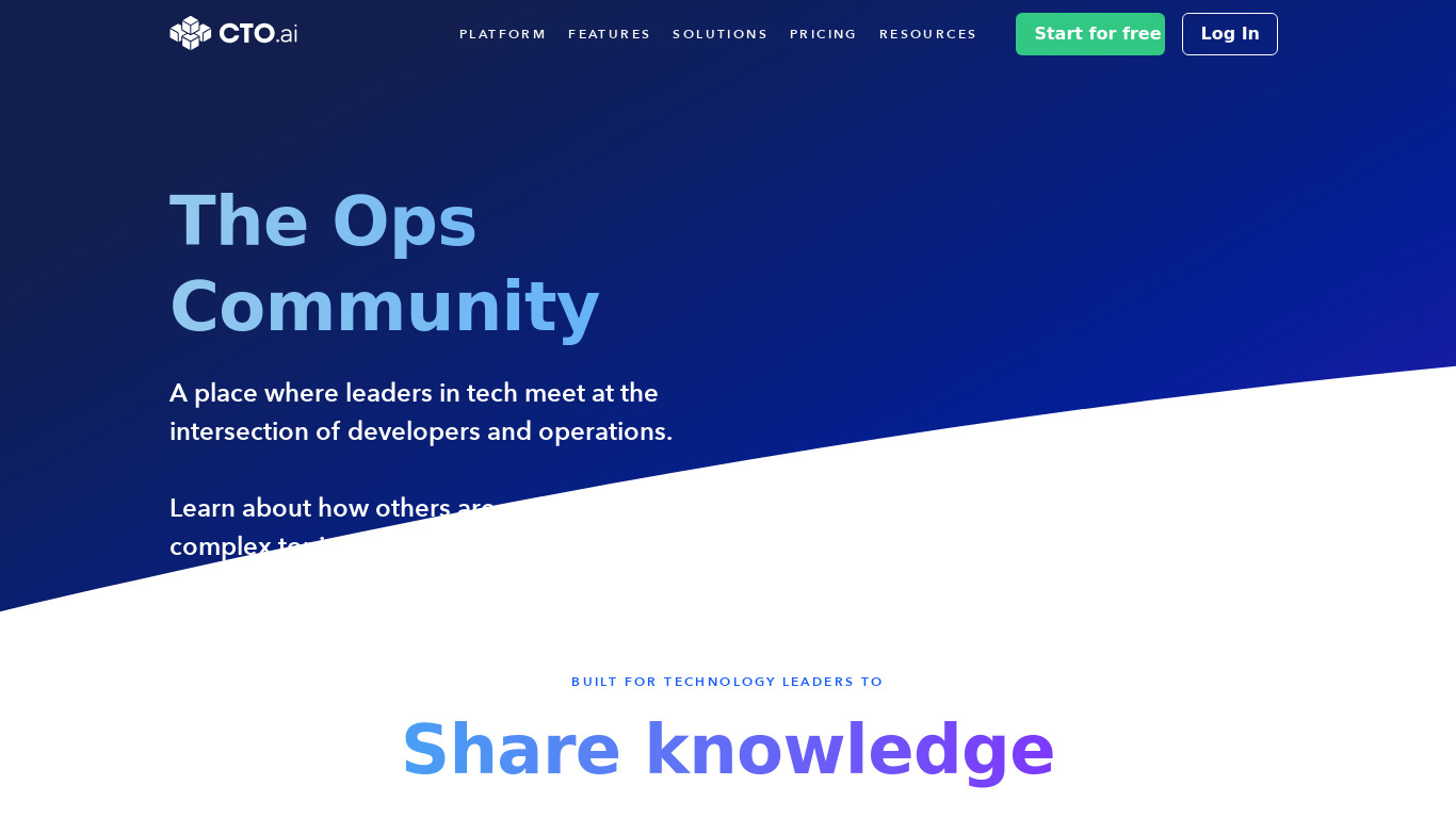 The Ops Community Landing page