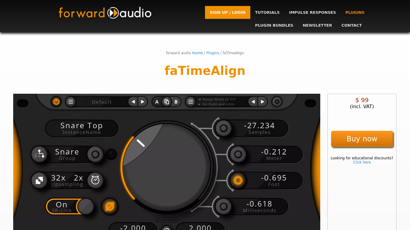 faTimeAlign by Forward Audio Landing page