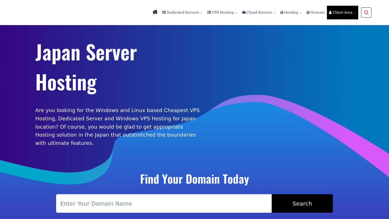 Japan Cloud Servers Landing page
