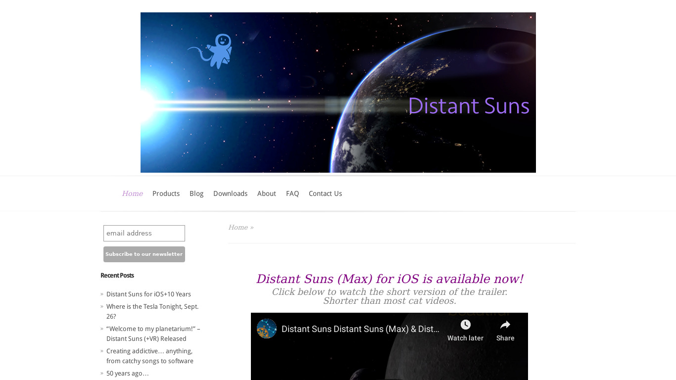 Distant Suns (VR) Landing page
