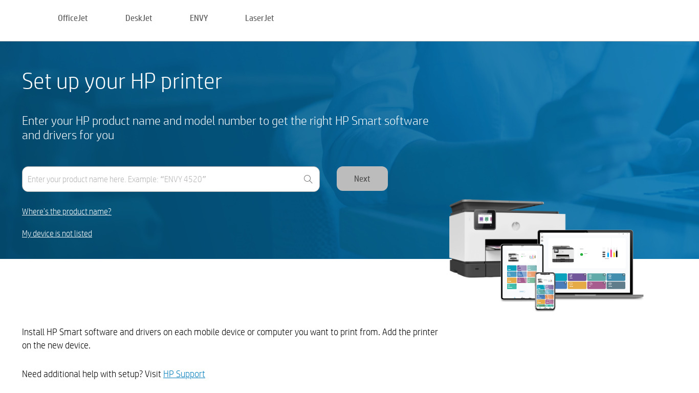 HP Print Service Plugin Landing page