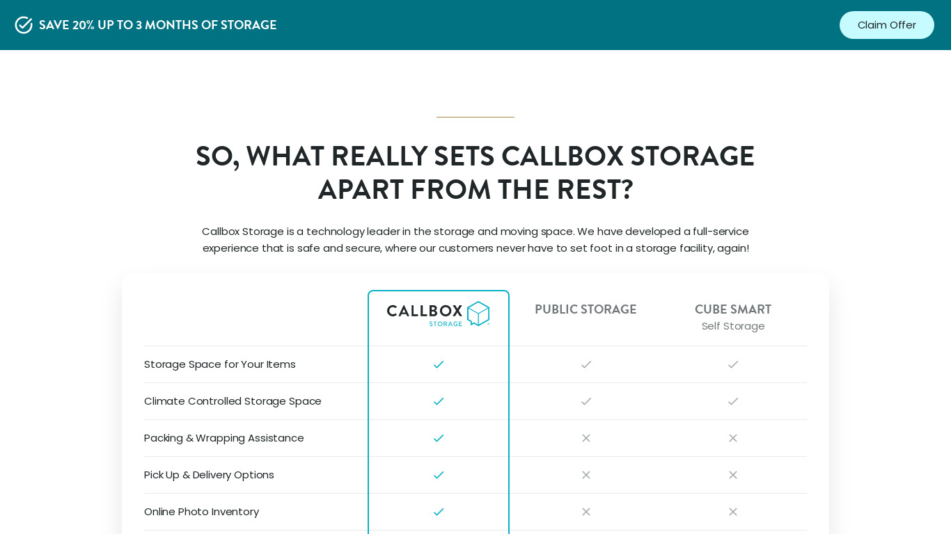Callbox Storage Landing page