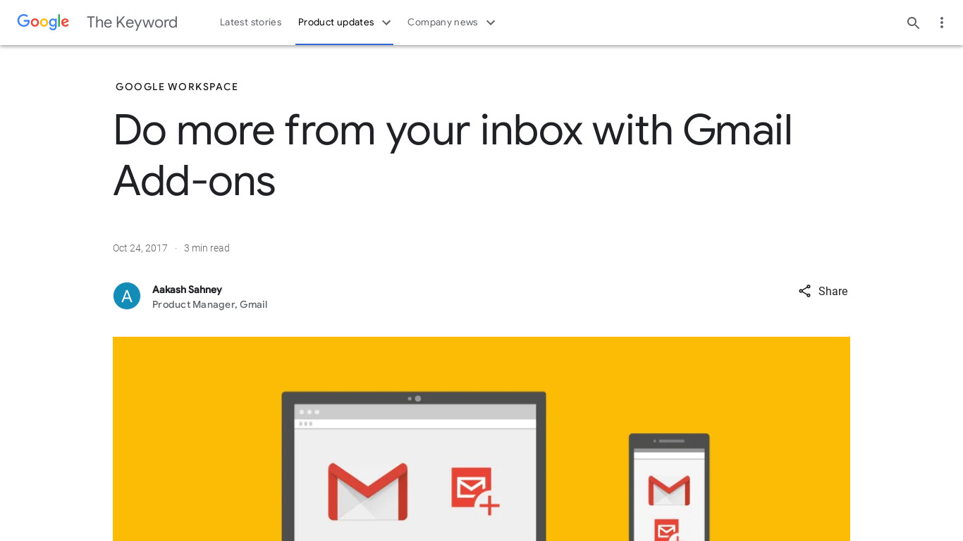 Gmail Add-ons Landing page