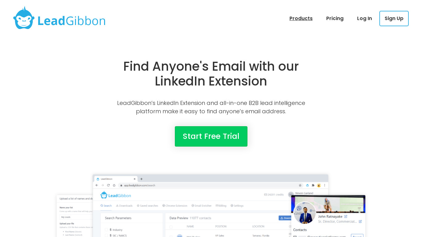 LeadGibbon Landing page