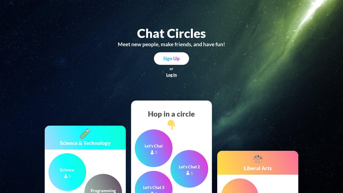 Chat Circles Landing page