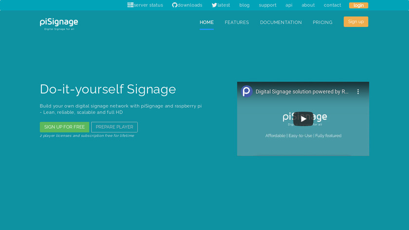 piSignage Landing Page