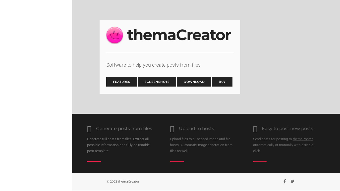 themaCreator Landing page