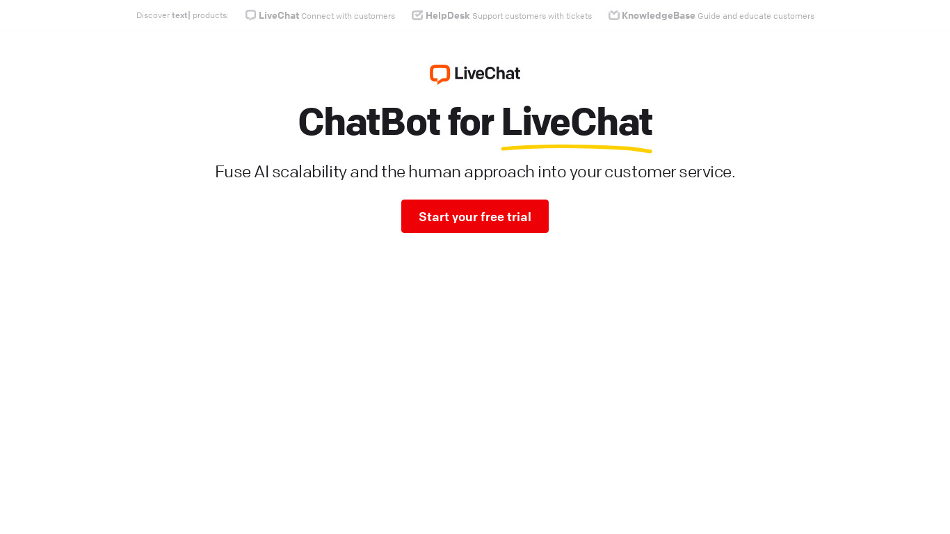 ChatBot for LiveChat Landing page
