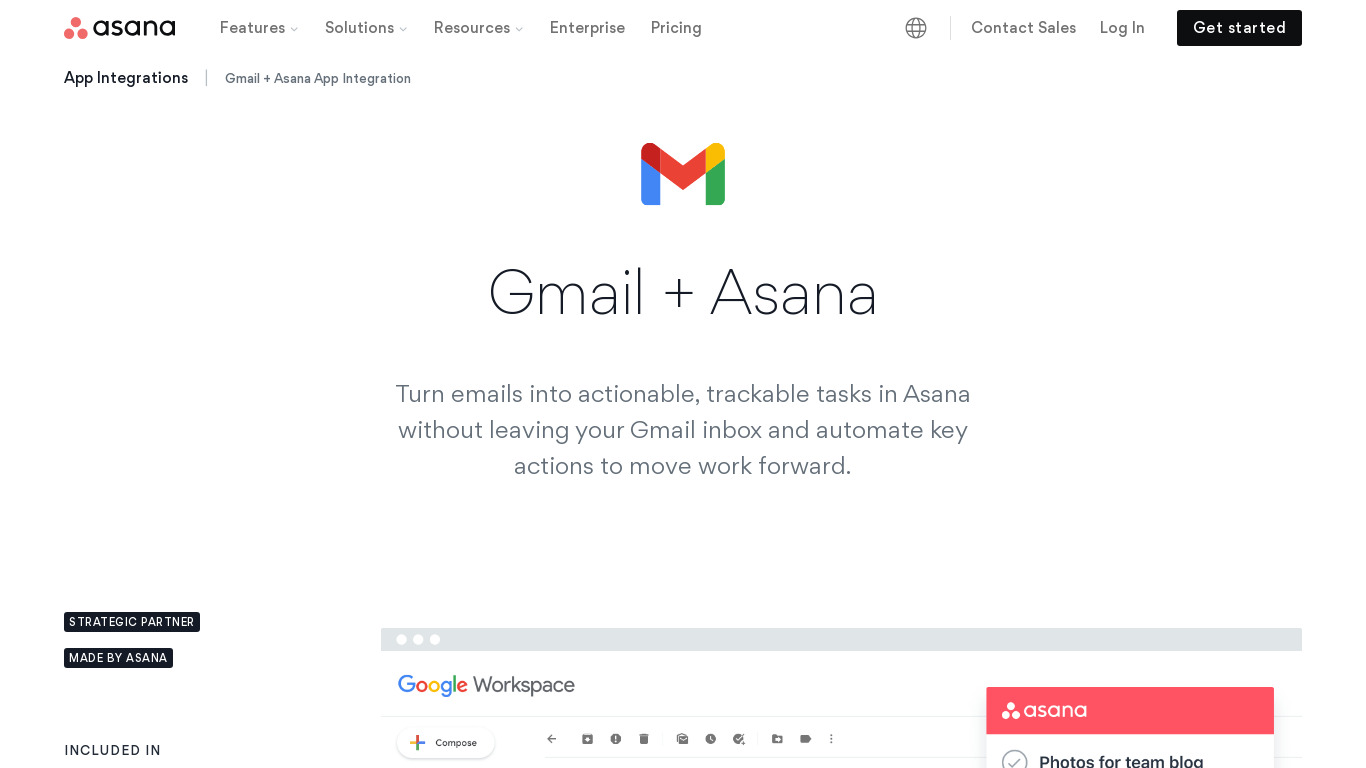 Asana for Gmail Landing page