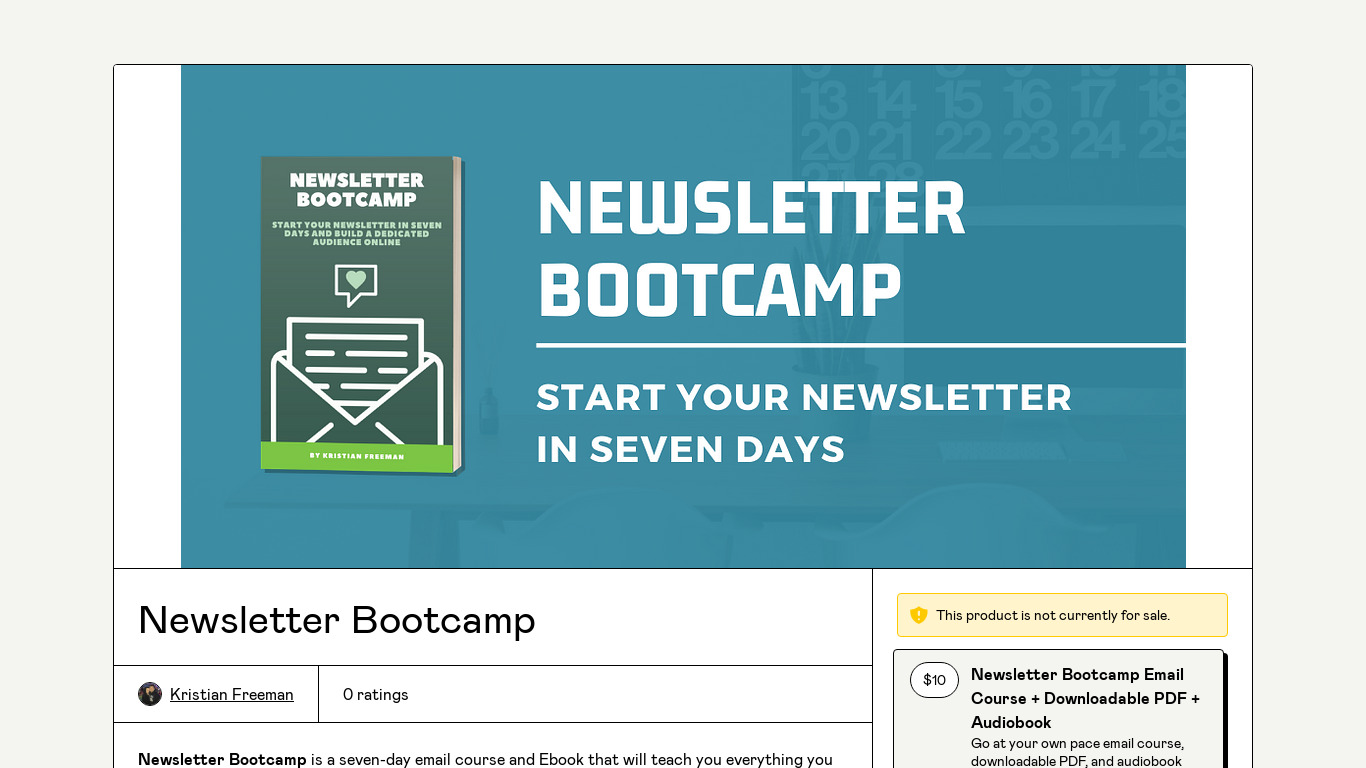 Newsletter Bootcamp Landing page