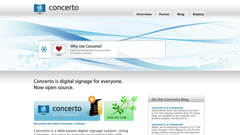 Concerto Digital Signage Landing Page