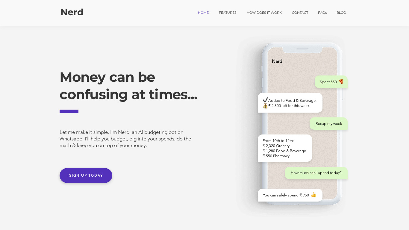 Chat With Nerd Landing page