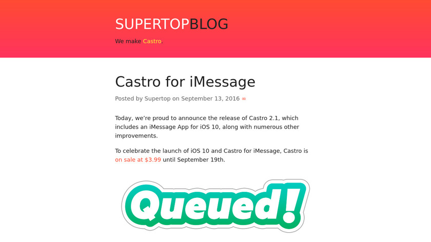 Castro for iMessage Landing Page