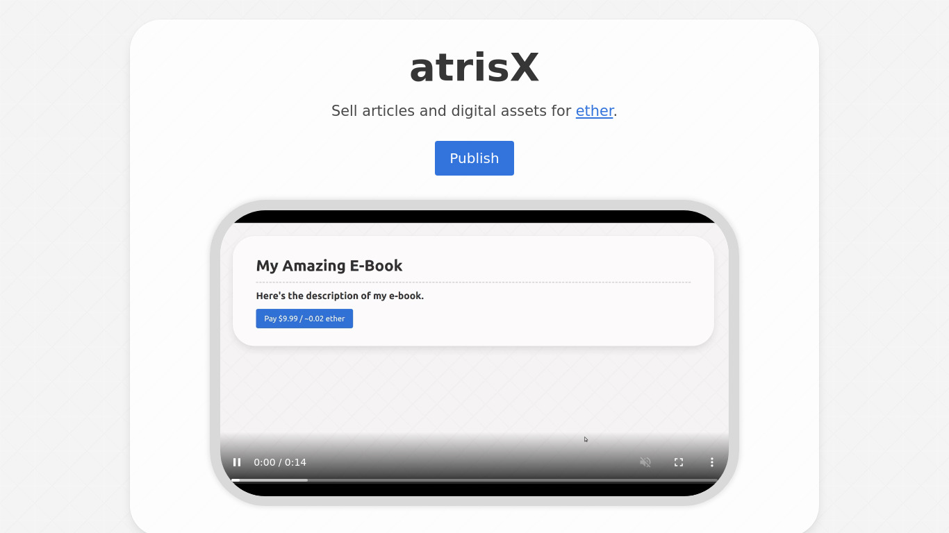 atrisX Landing page