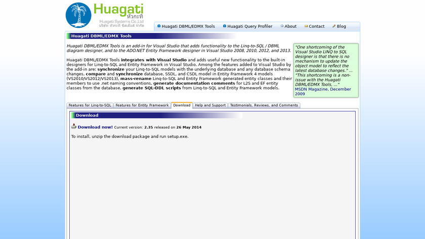 Huagati DBML/EDMX Tools Landing Page
