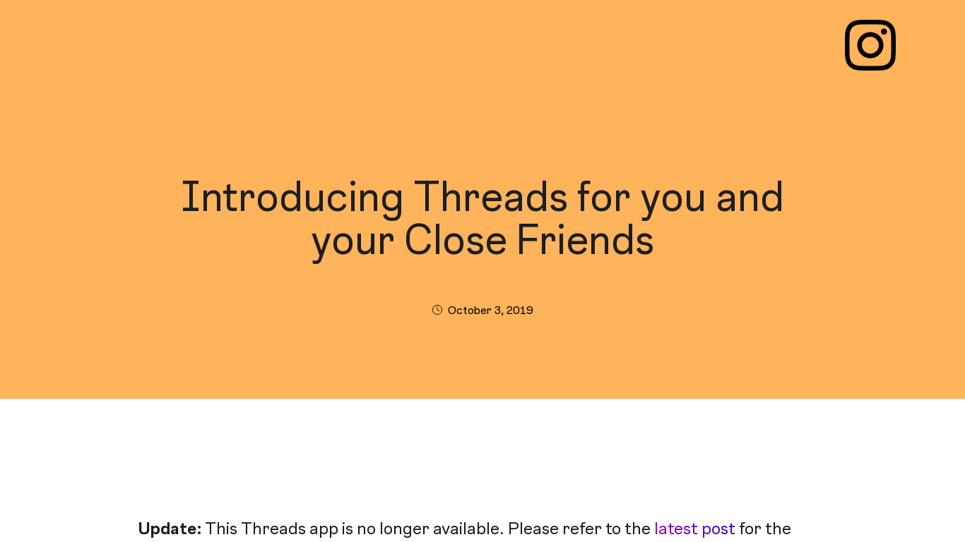Threads by Instagram Landing page