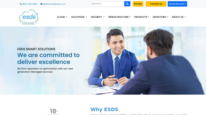 ESDS.co.in Landing Page