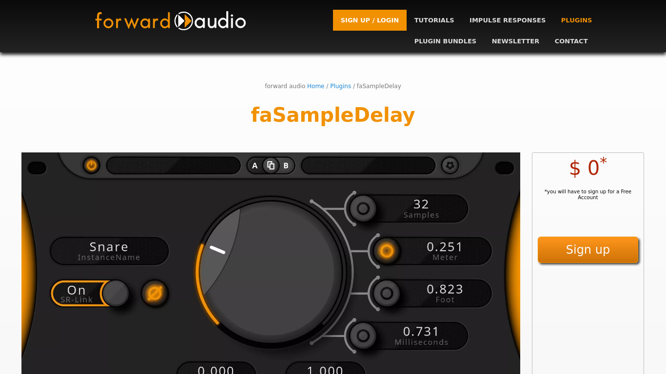 faSampleDelay by Forward Audio Landing page