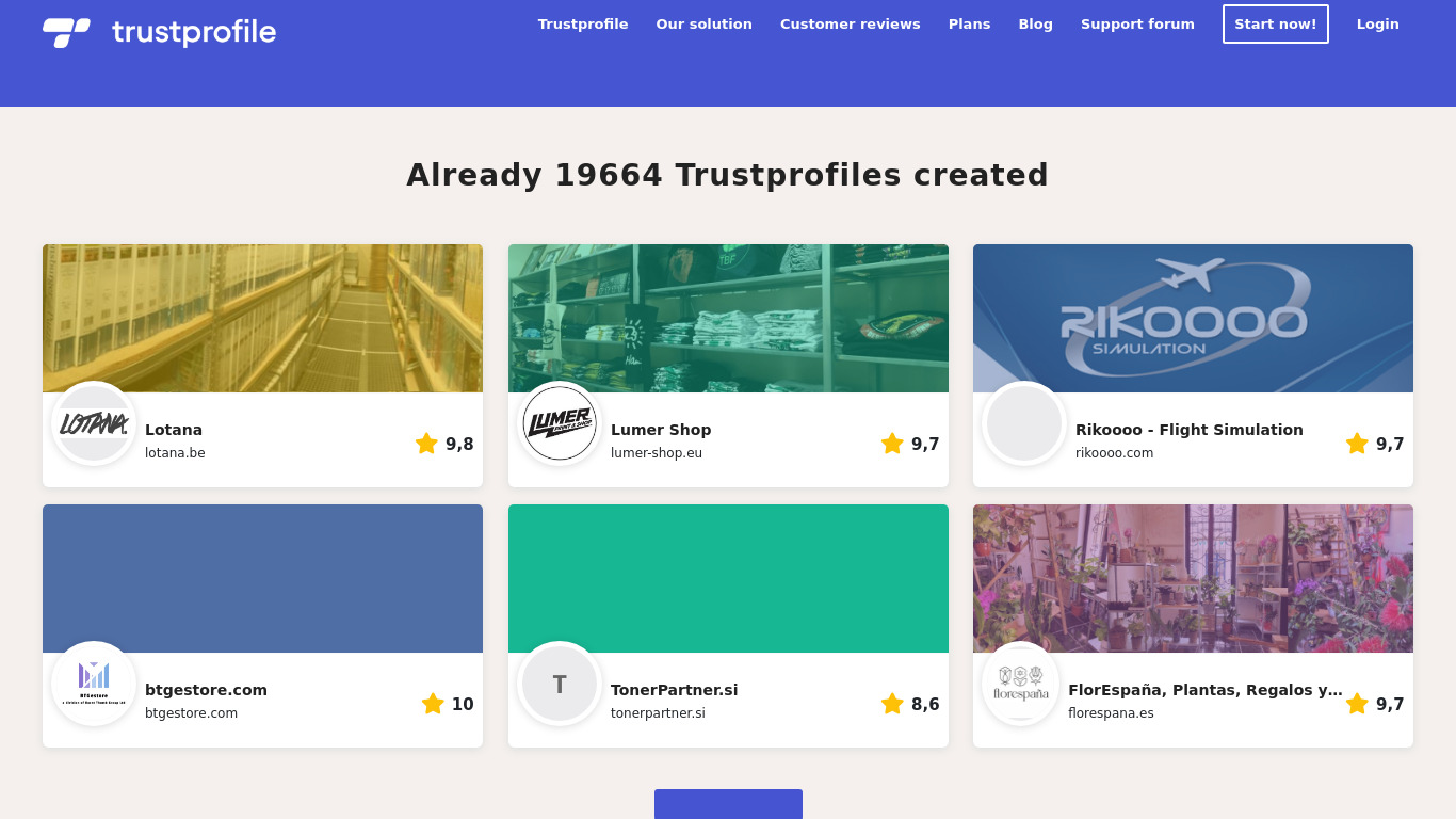 Trustprofile.io Landing page