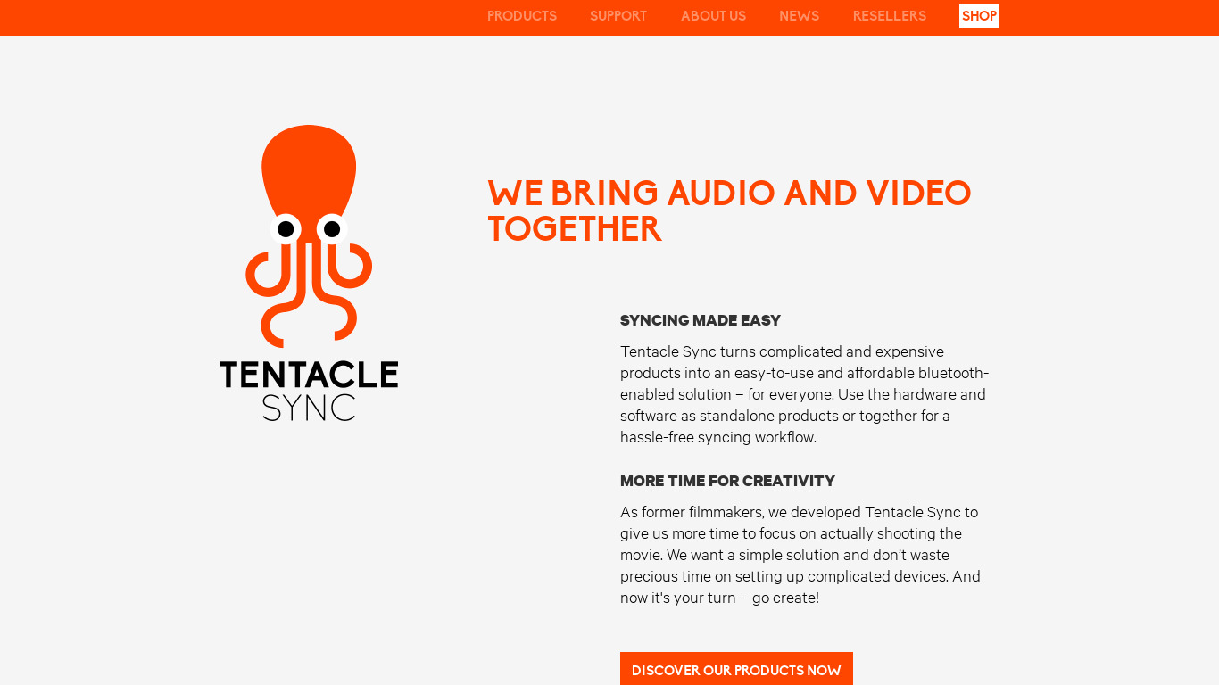 Tentacle Sync Landing page