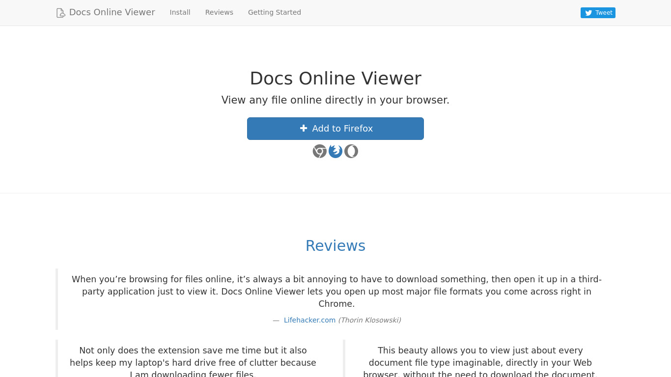 Docs Online Viewer Landing page