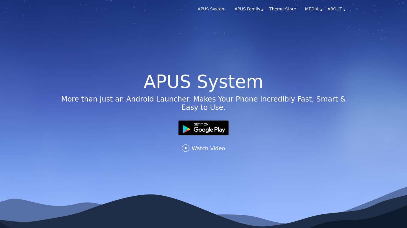 APUS Launcher Landing page