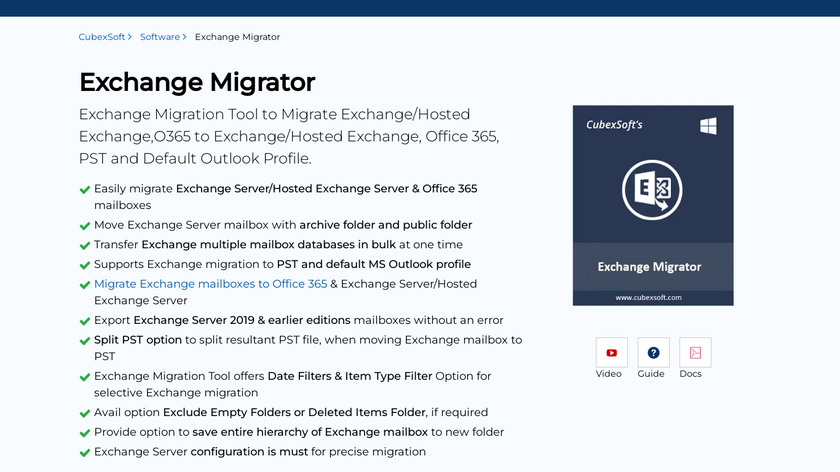 CubexSoft Exchange Migrator Landing Page