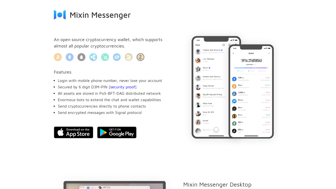 Mixin Messenger Landing page